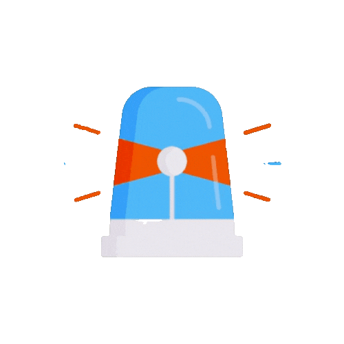 Blue and orange emergency siren flashing.