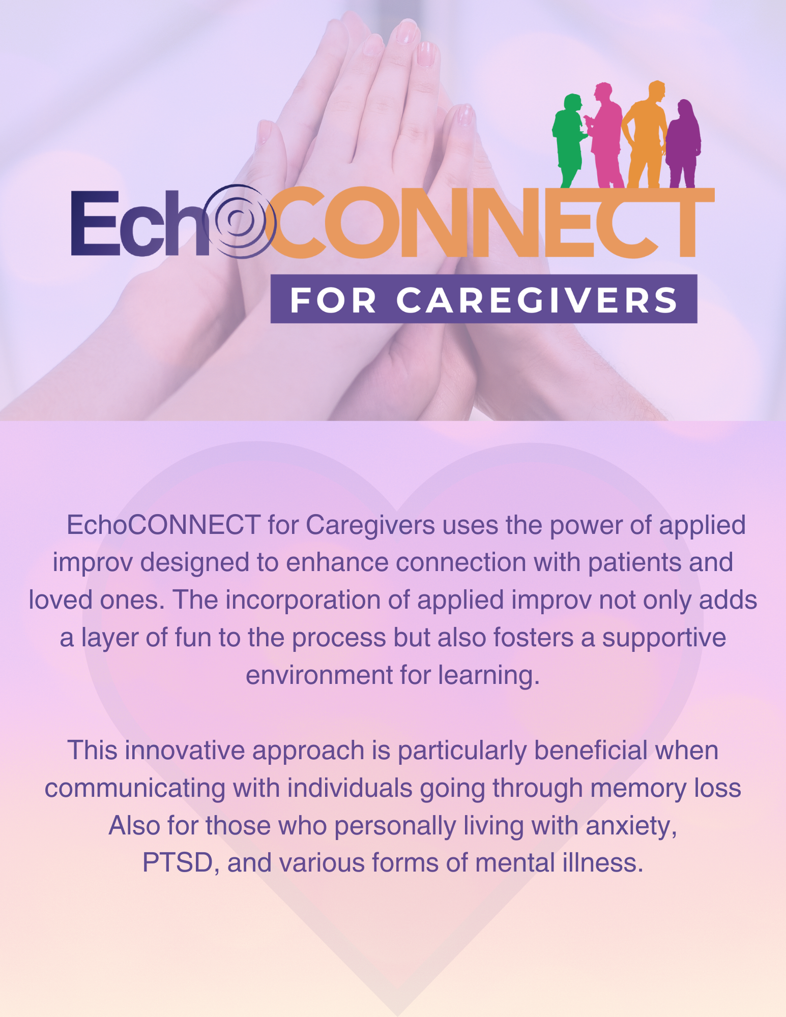 A poster that says echo connect for caregivers on it