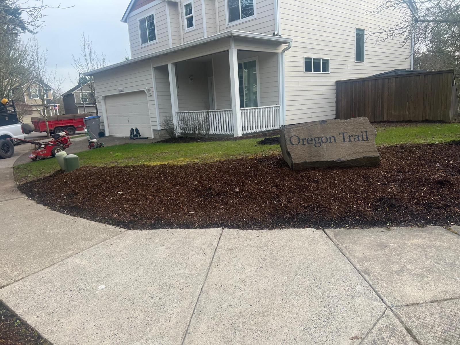 House with a sign reading 