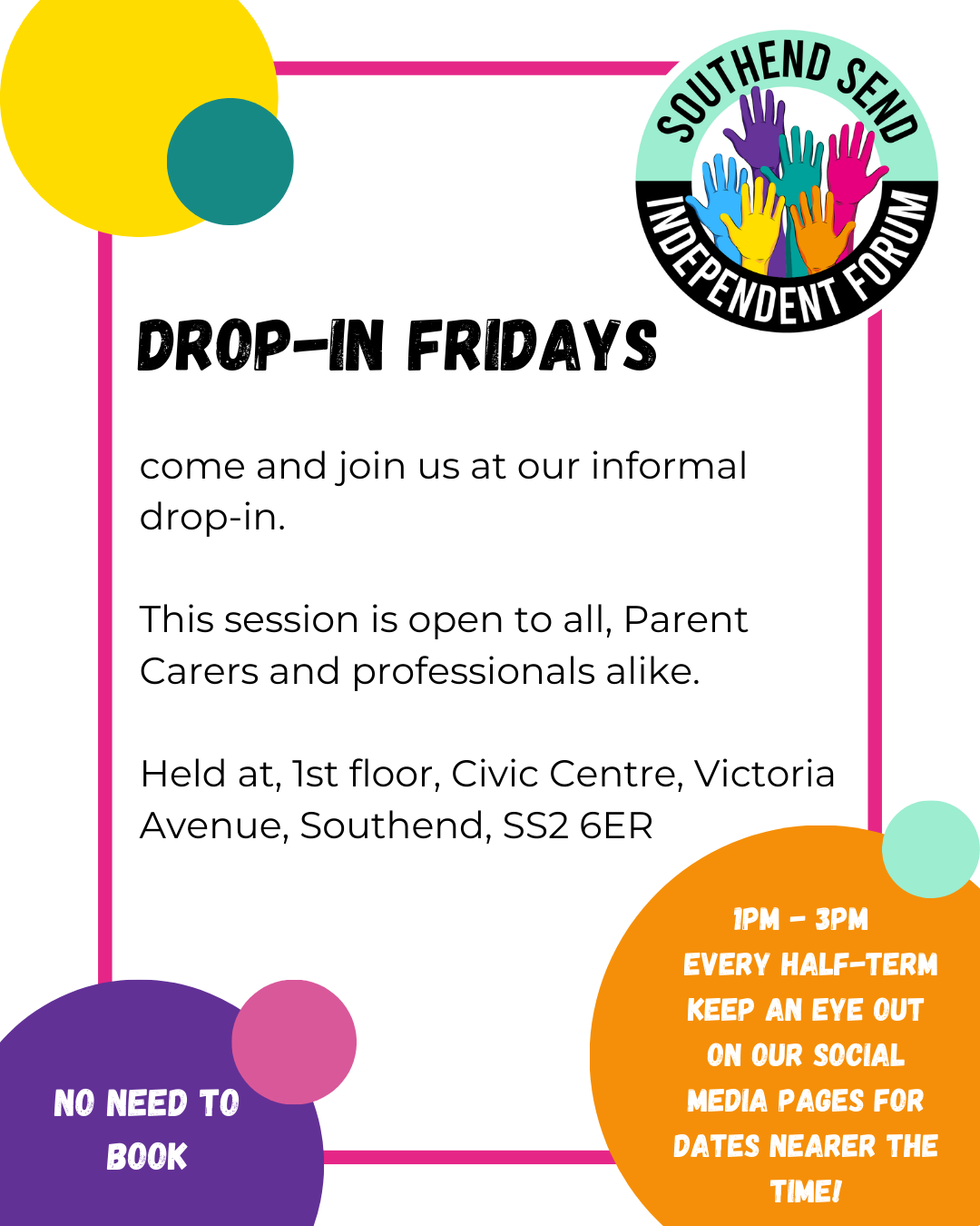 A poster for a drop-in fridays event.