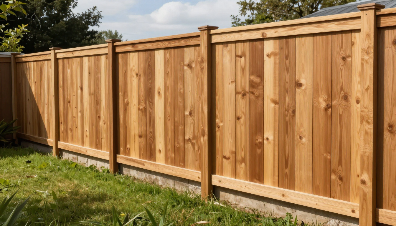 “Finished wooden privacy fence with vertical boards and a clean yard edge by fence builders in Dundalk, MD”