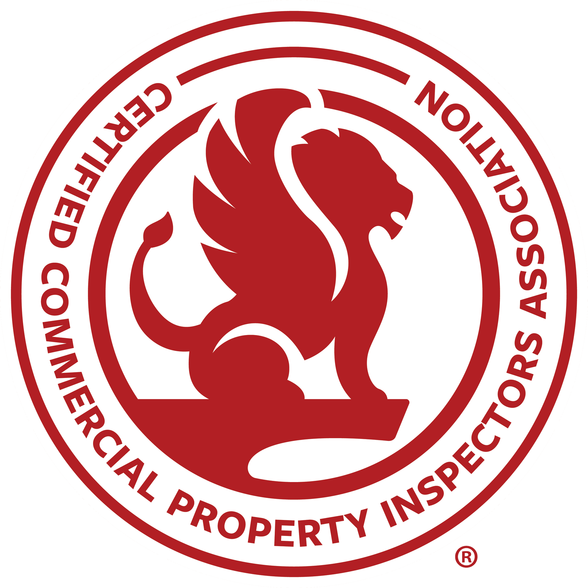 Red circular CCPIA logo with a griffin and surrounding text: Certified Commercial Property Inspectors Association
