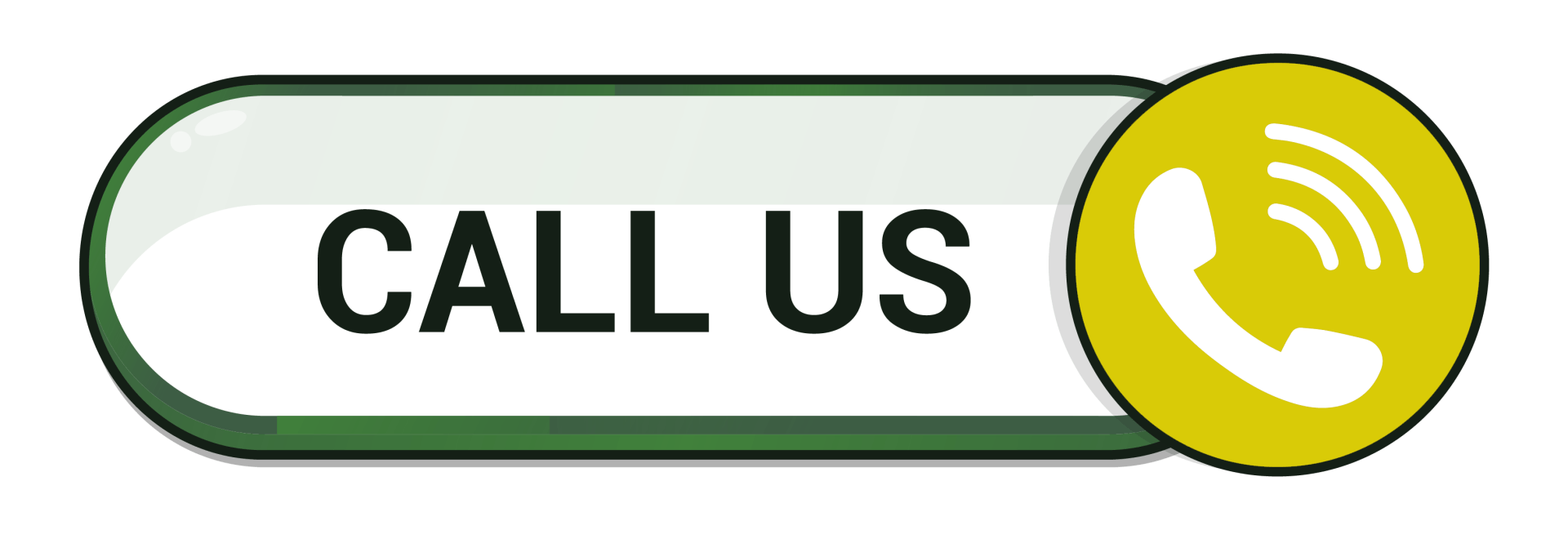 A horizontal banner with white phone icon in a yellow background, with texts.