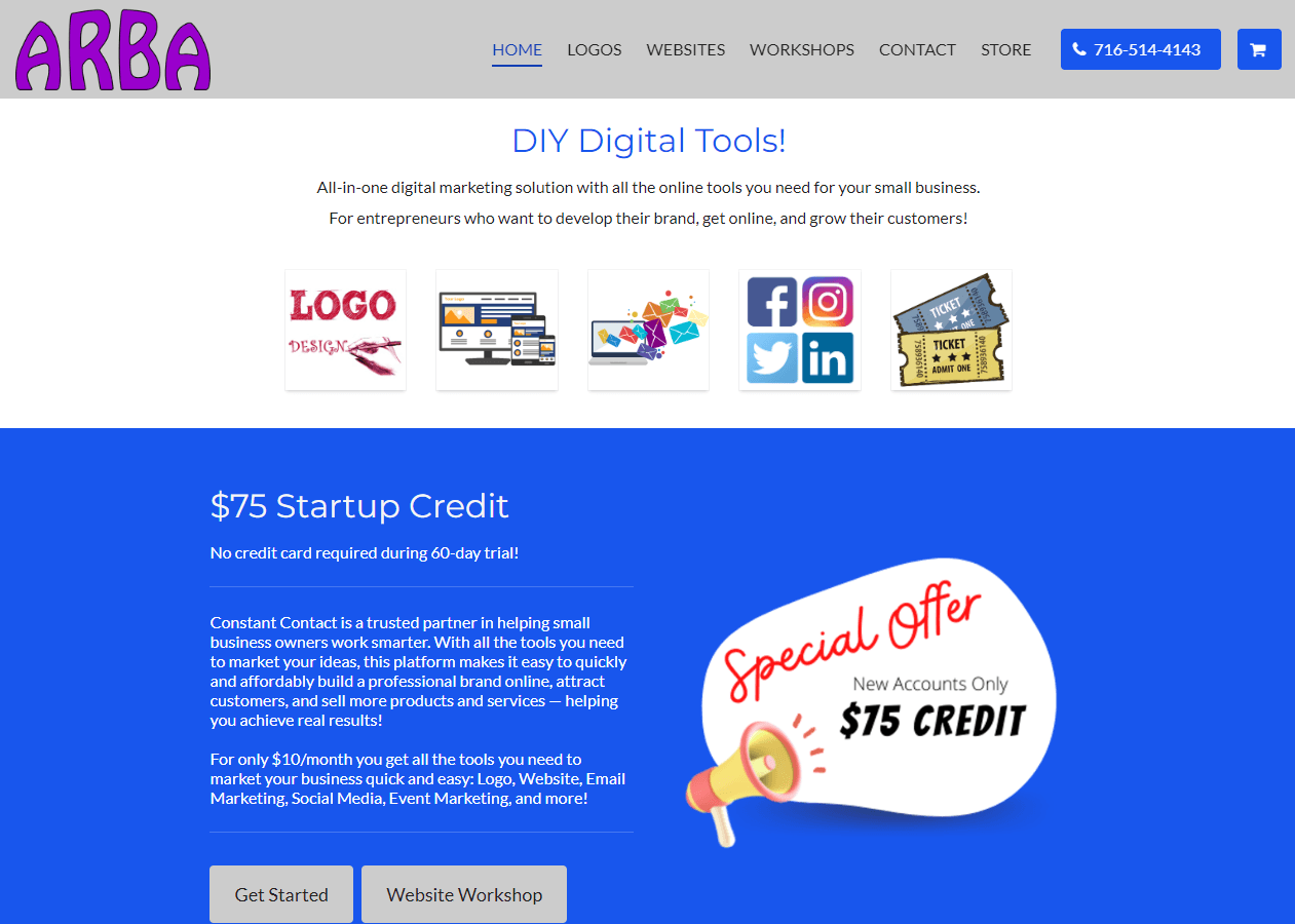 The website for arba offers a special offer for $ 15 credit