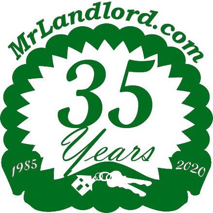 The logo for mrlandlord.com is green and white and says 35 years.