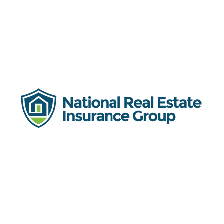 The national real estate insurance group logo has a shield with a house on it.