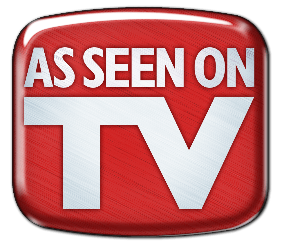 A red button that says as seen on tv