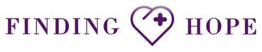 A logo for finding hope with a heart and a plus sign.