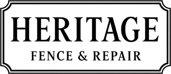 Heritage Fence & Repair logo with black text in a vintage-style border