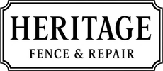 Heritage Fence & Repair logo with black text in a vintage-style border