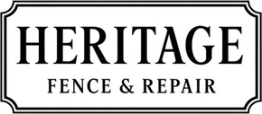 Heritage Fence & Repair logo with black text in a vintage-style border