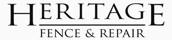 Heritage Fence & Repair logo in black serif text on a white background