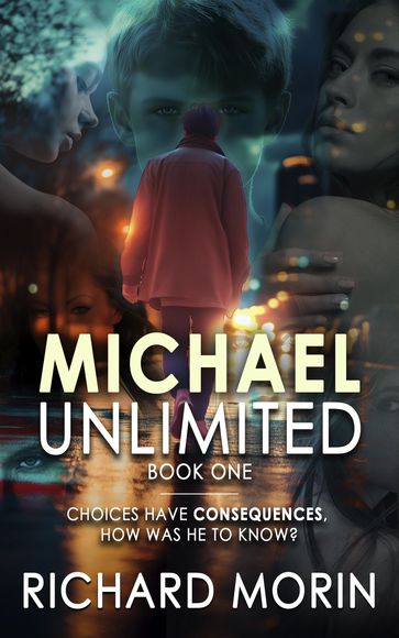 Book cover: Man walking, faces in background; title