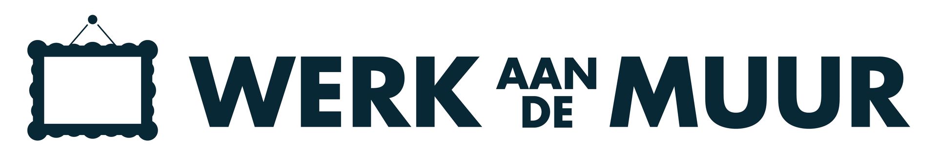 Logo with a frame hanging by a string and the words 