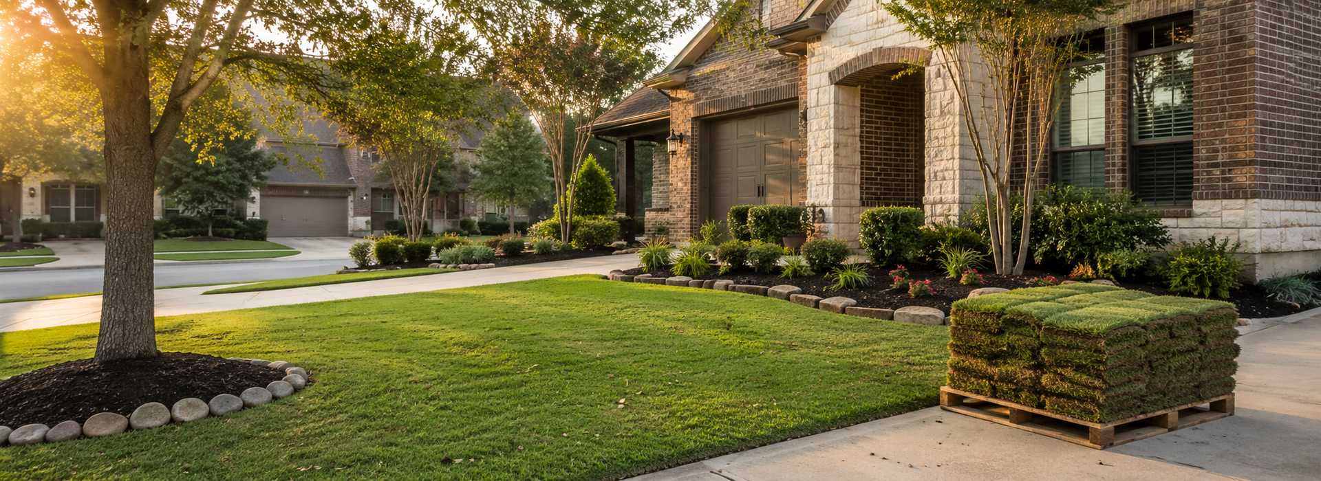 Fresh sod installed during early fall at a Fort Bend County home.