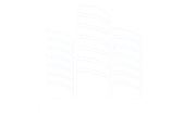 Illustrazione astratta di un edificio, con linee ondulate, prevalentemente bianche, con lievi linee blu.