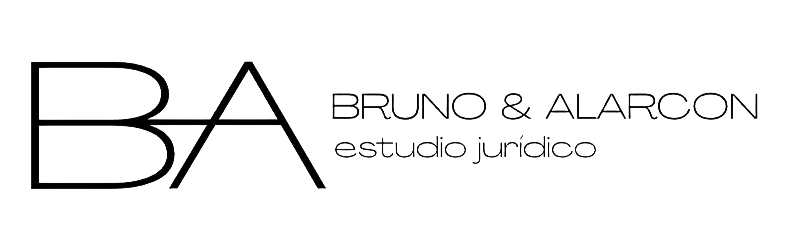 Logotipo con la inscripción “BA Bruno & Alarcon estudio jurídico” en texto negro sobre fondo blanco.