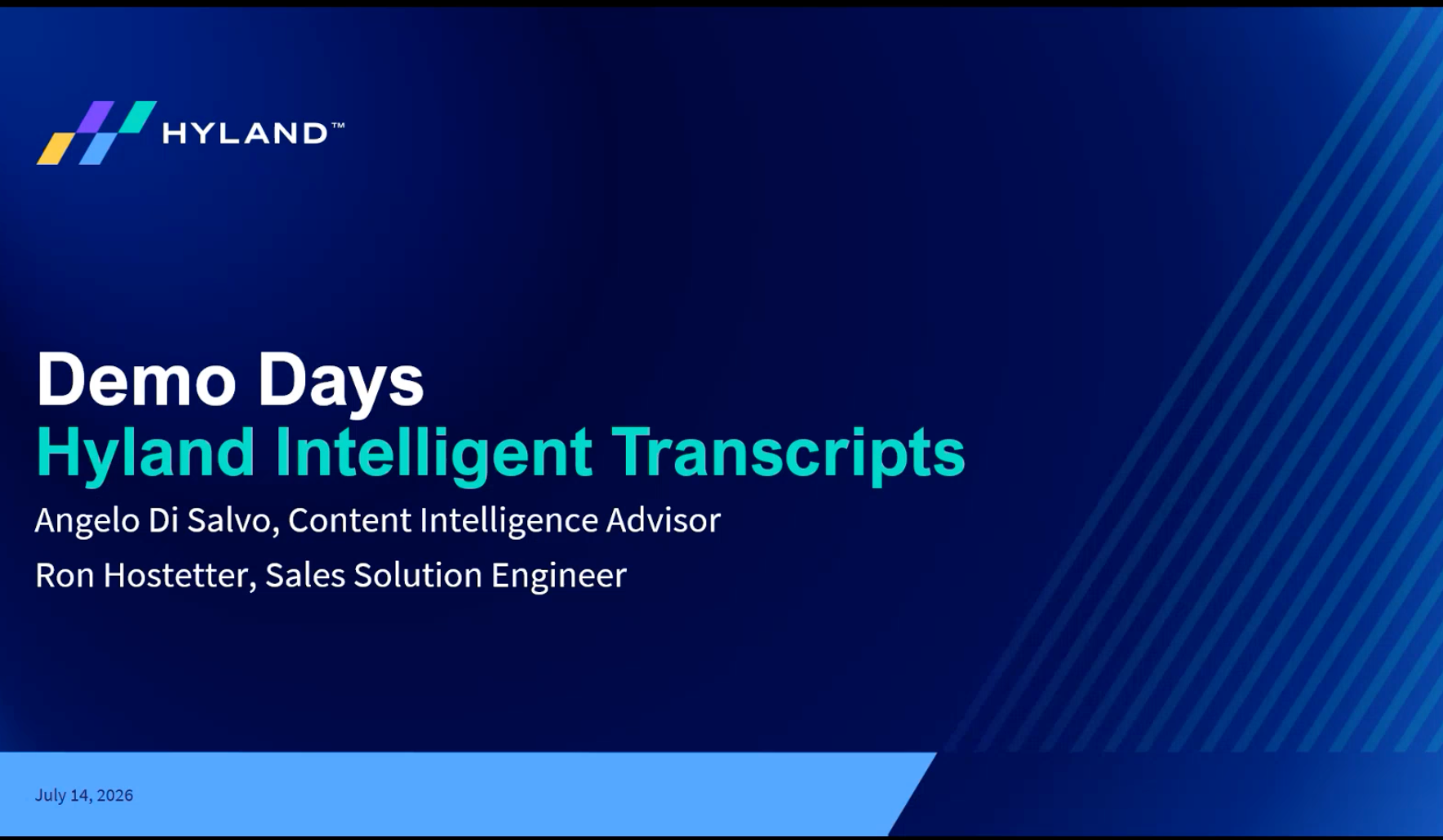 image describing the Demo Days Hyland Intelligent Transcripts