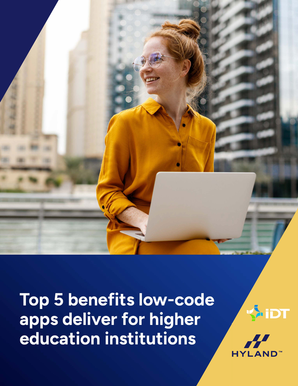 thumbnail image representing the top 5 benefits low-code apps for higher education institutions.