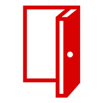 Red open door icon.