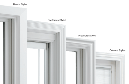 White window frames showcasing Ranch, Craftsman, Provincial, and Colonial styles.