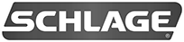Schlage logo in white font on a gray, rectangular background.