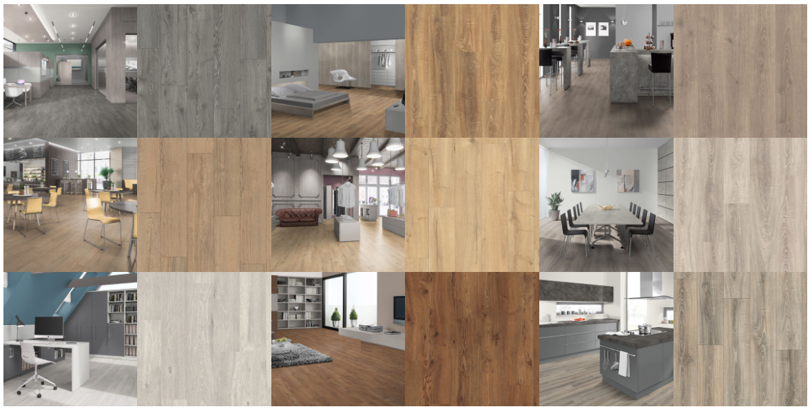 A collage of pictures of different types of wood floors in different rooms.