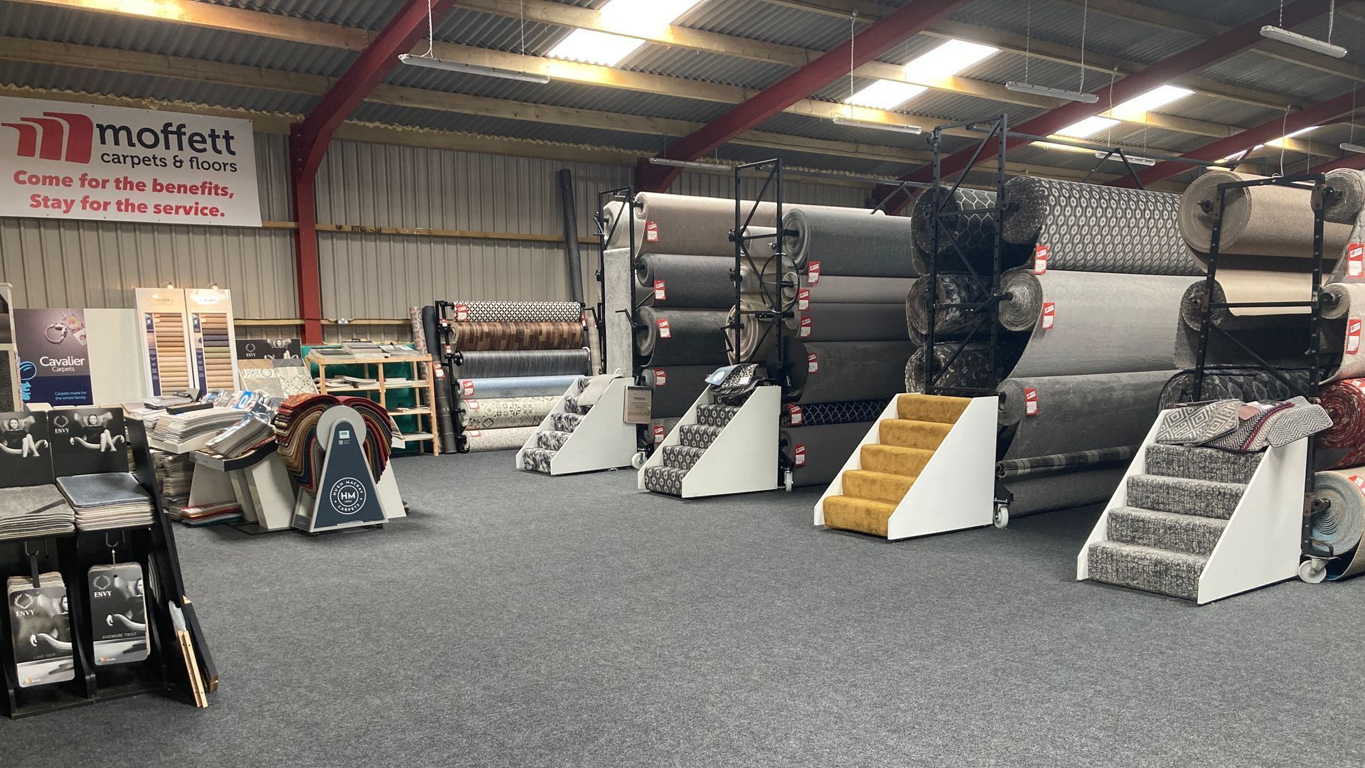 vinyl flooring display at moffett carpets & floors
