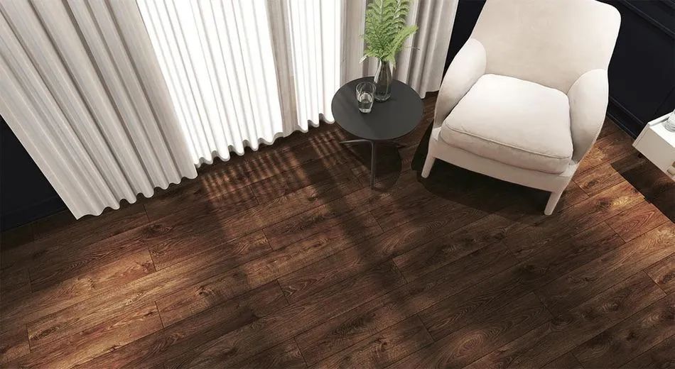There is a chair and a table in the room.