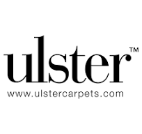 A black and white logo for ulster carpets.