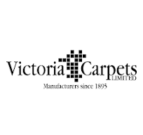 The logo for victoria carpets limited is black and white.