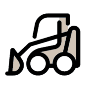 An icon of a bulldozer on a white background.