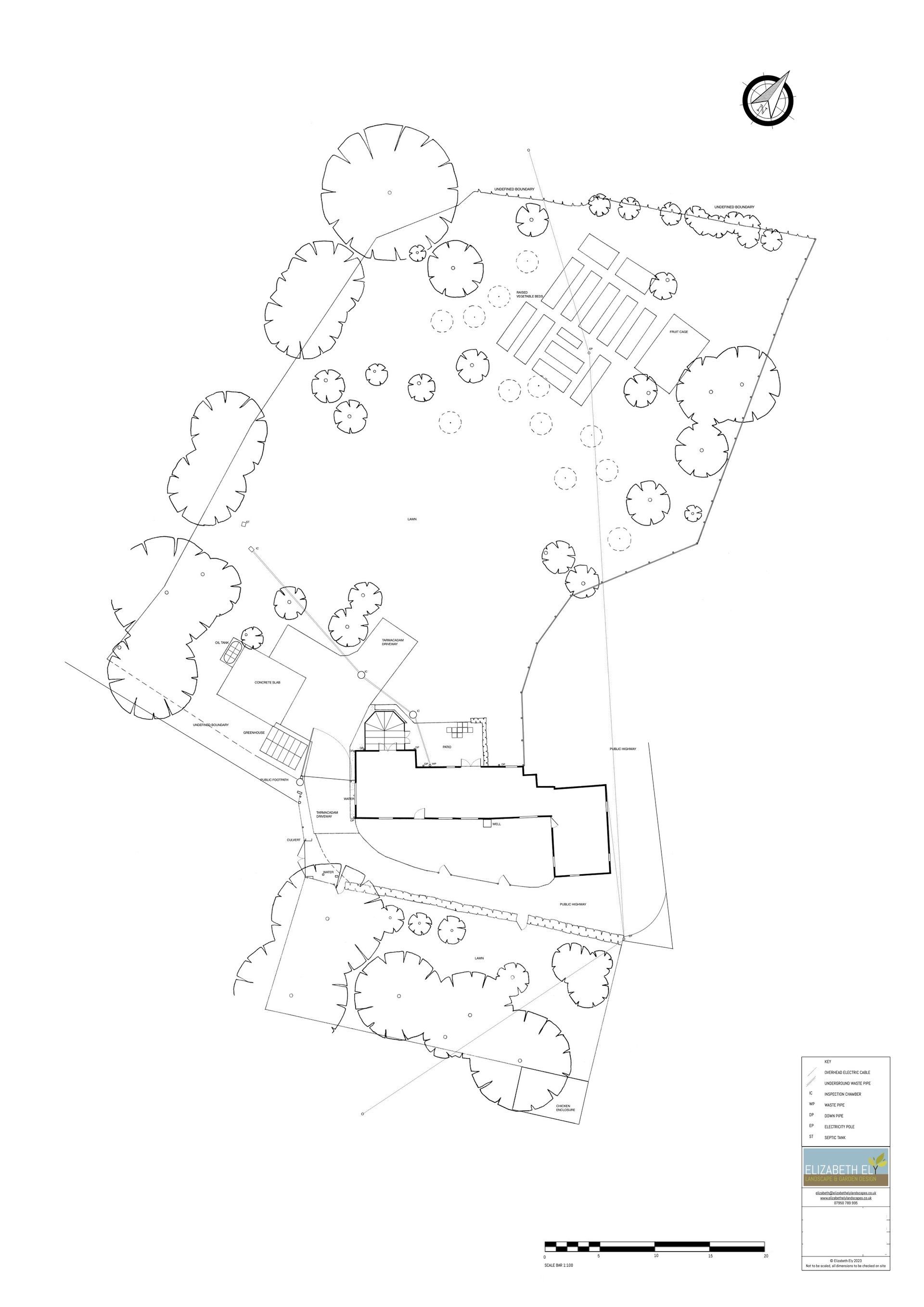 garden landscape design, pre-design site survey, large rural garden, cotwolds