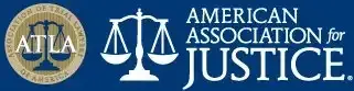 A logo for the american association for justice