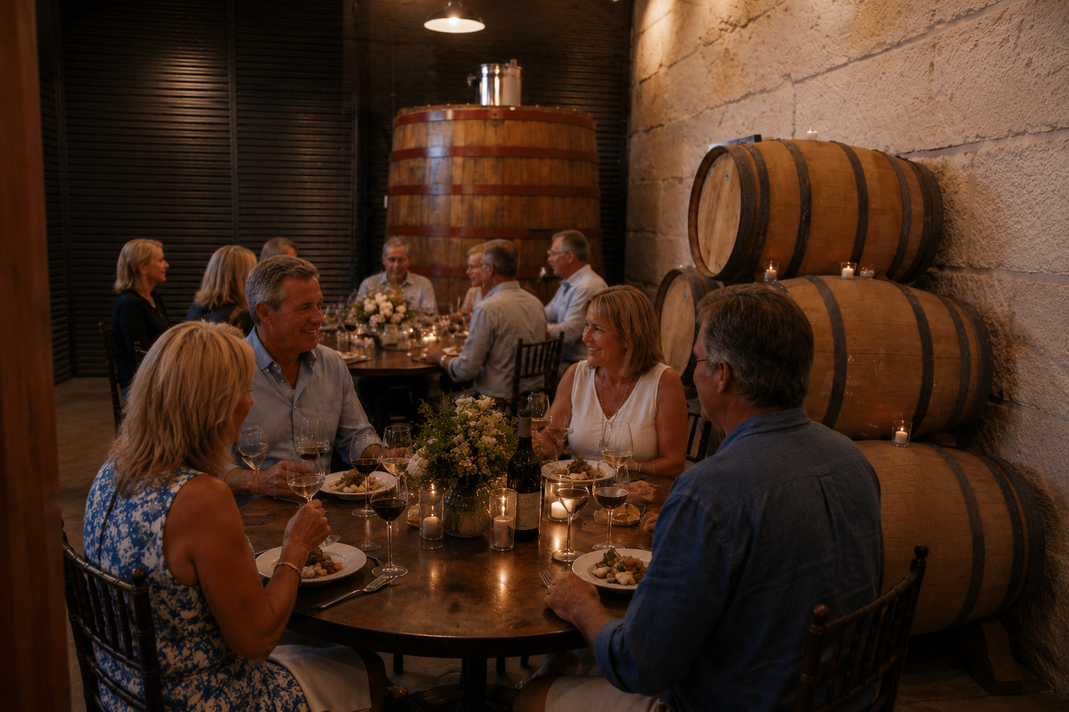 Intimate gatherings in the Stone House Vineyard Cellar.