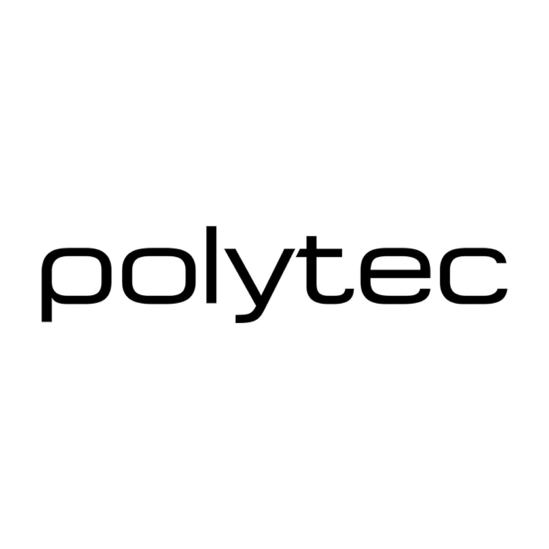 A black and white logo for polytec on a white background.