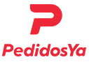 Logotipo de PedidosYa en rojo con icono de “P” estilizada y marca denominativa sobre fondo blanco.