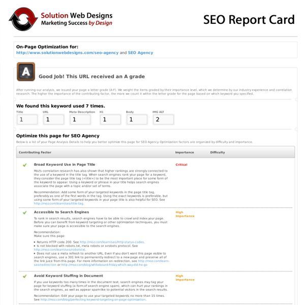 SEO Report Card