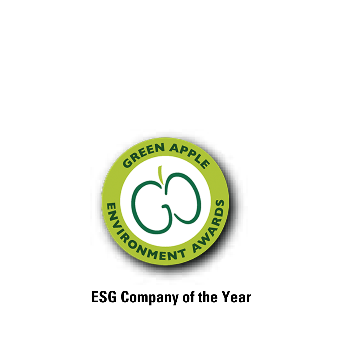 A green and white Green Apple Environment Awards logo with the text "ESG Company of the Year" below it.