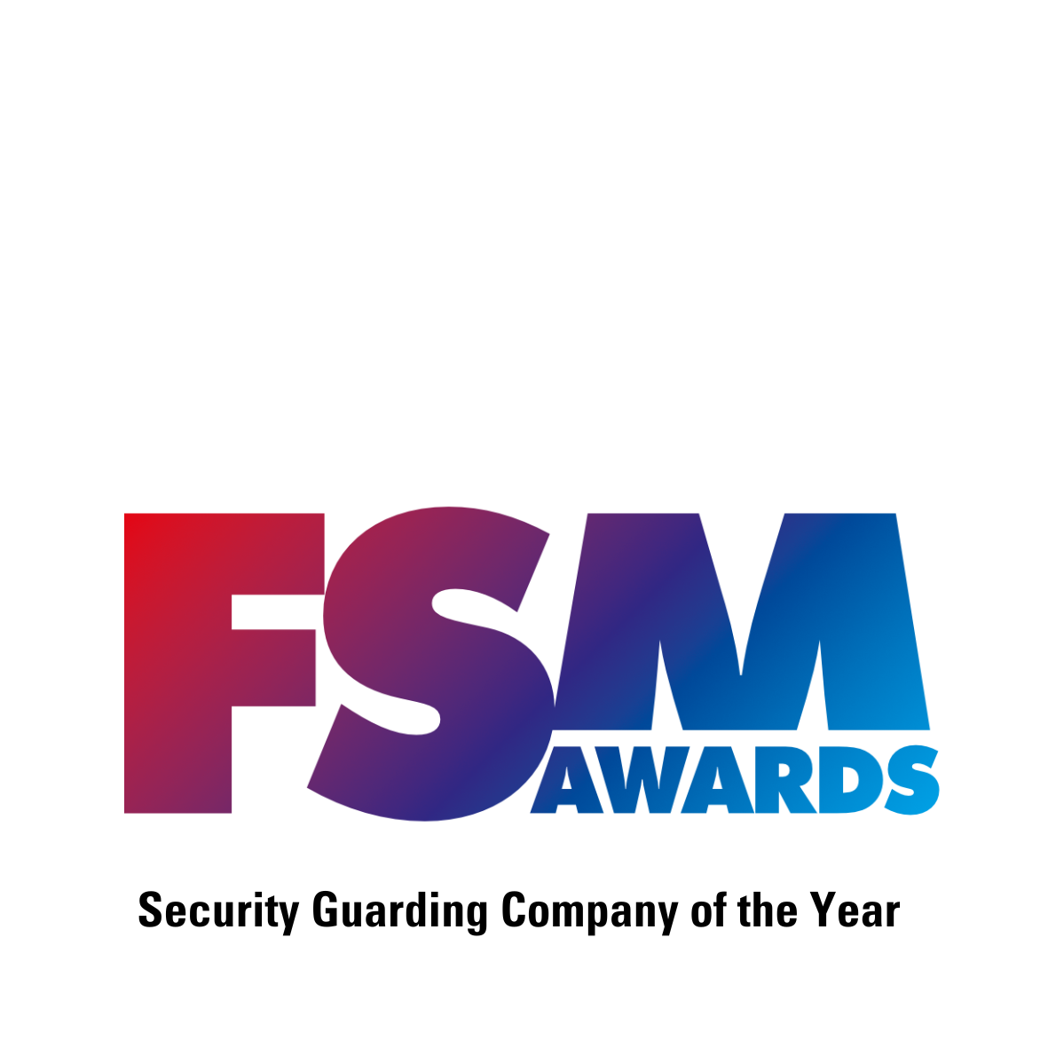 Logo for the FSM Awards with blue and red gradient text reading "FSM AWARDS" and "Security Guarding Company of the Year."