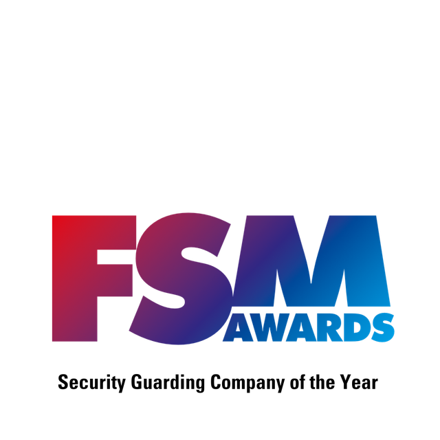 Logo for the FSM Awards with blue and red gradient text reading "FSM AWARDS" and "Security Guarding Company of the Year."