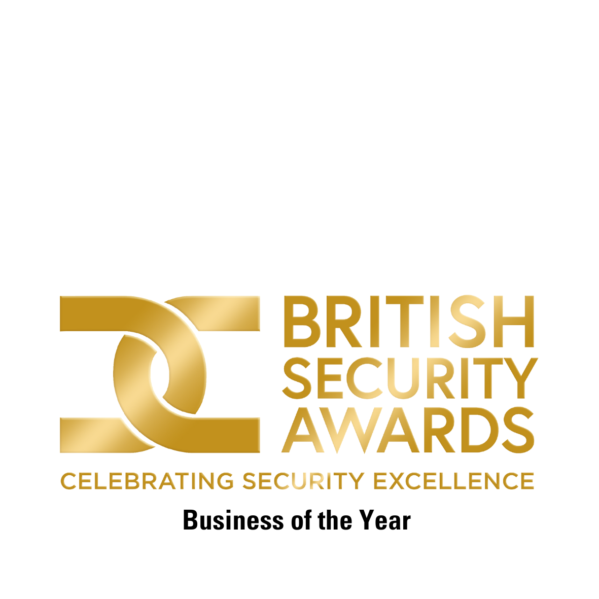 The British Security Awards logo in gold, featuring the text "Business of the Year" beneath it.