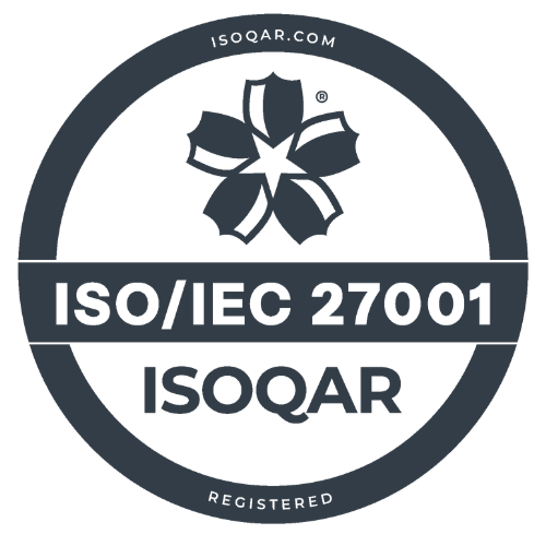 ISOQAR Registered certification seal for ISO 27001 with certificate number 18683.