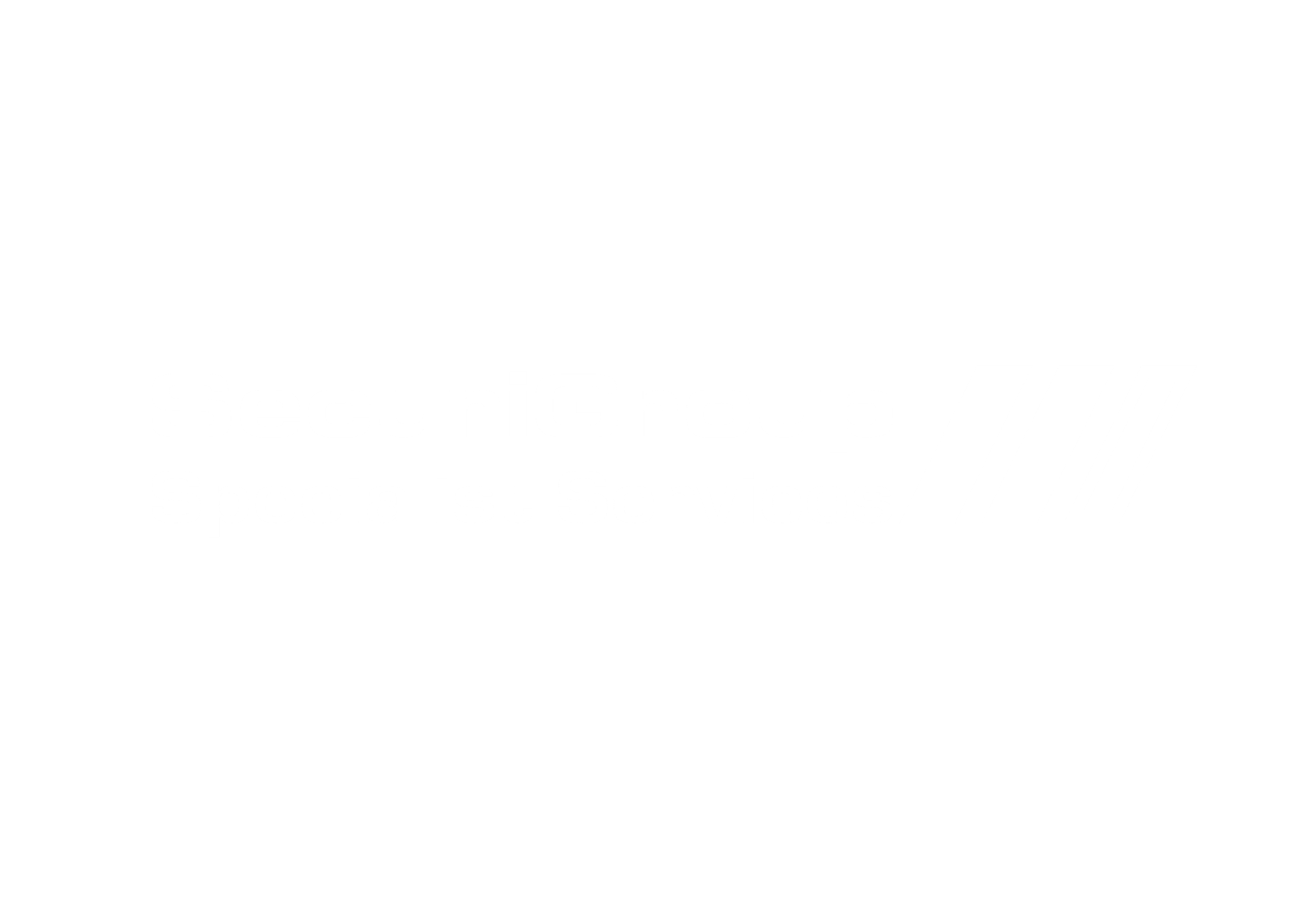 A white, stylized logo for the brand 