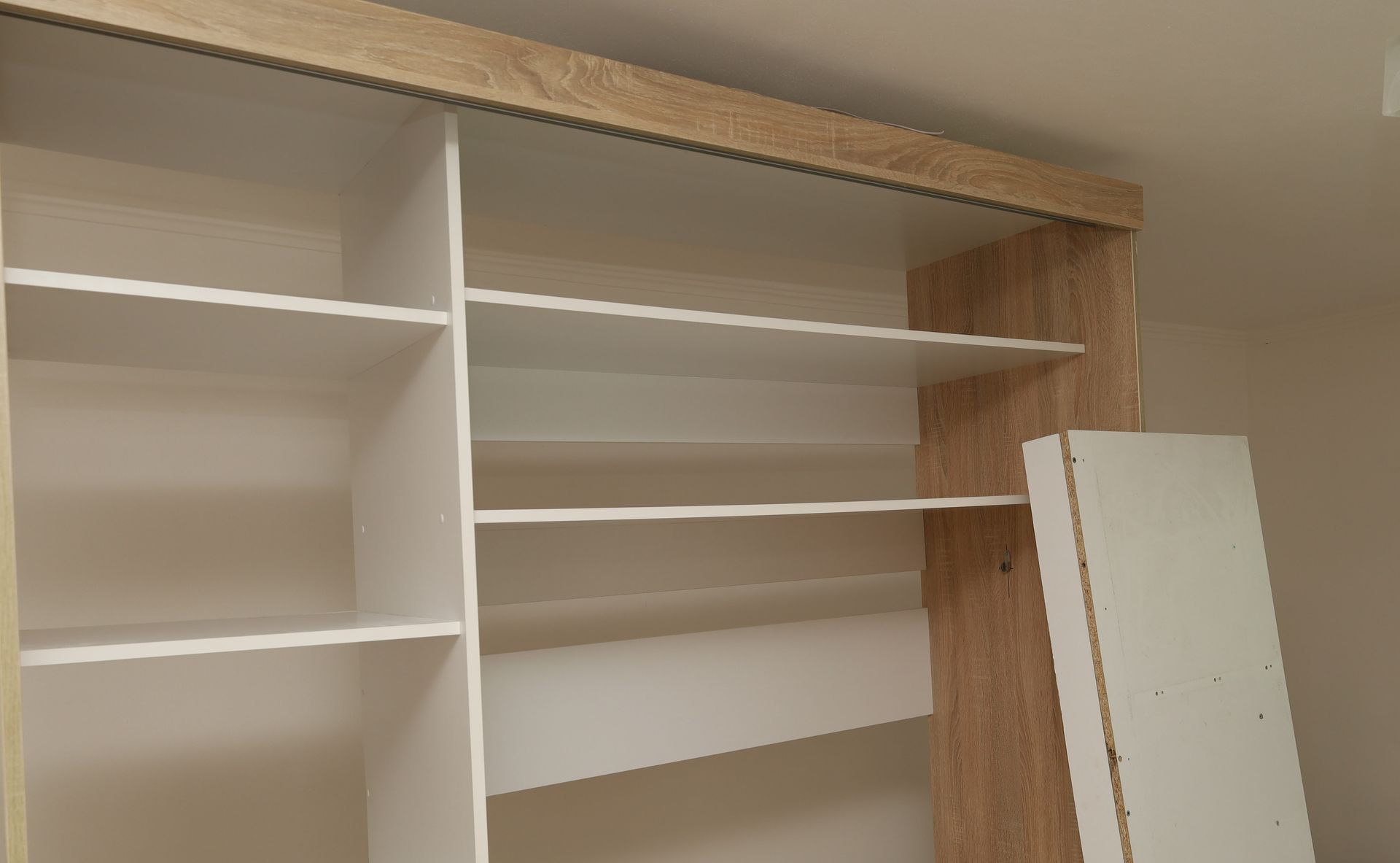 A built-in wardrobe in the process of being made. A built-in wardrobe in the process of being made.