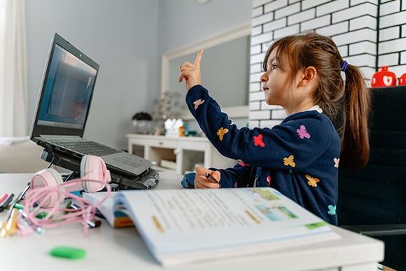 Kid Using Laptop For Learning
