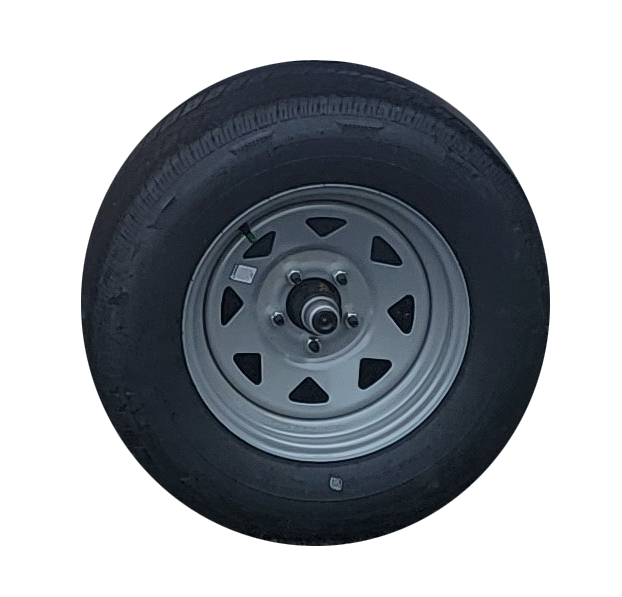 modular trailer wheel with tire