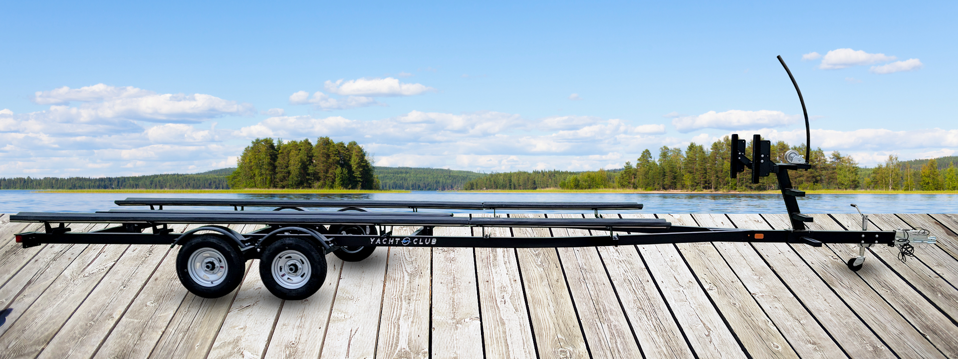 yacht club pb series trailer on lake background