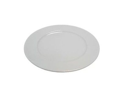 Assiette ronde blanche sur fond uni