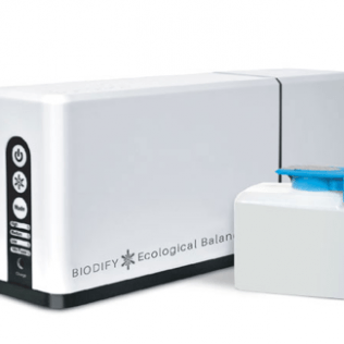 A white box with the words biodify ecological balance on it.